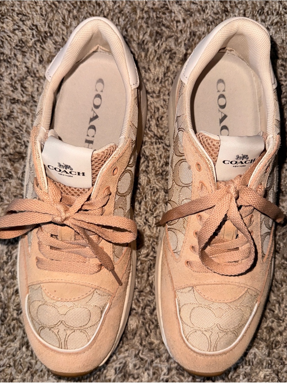 Coach Pink Blush Suede & Signature Logo Sneakers - Picture 13 of 14